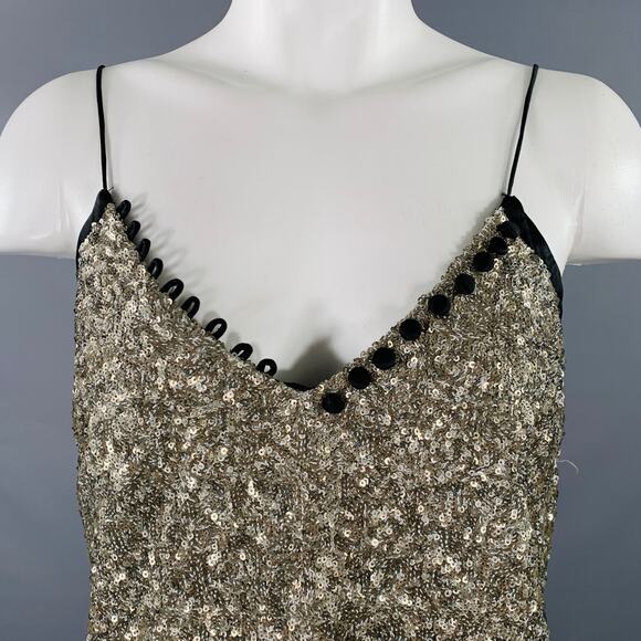 ZADIG & VOLTAIRE DELUXESize S Silver Black Nylon Spaghetti Straps Cocktail Dress - Picture 2 of 8